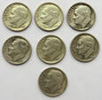 USA 7 x 10 centów zestaw 1957-1964  (2021_01_024)