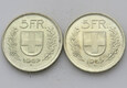 Szwajcaria 5 franków, 1967, stan 2, 2 sztuki (2022_06_009)