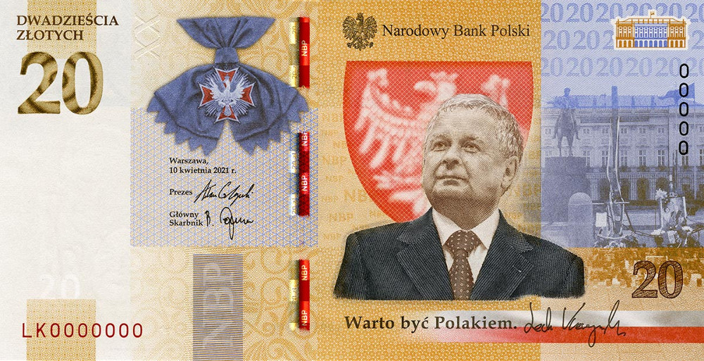 20 zł 2021 Banknot Lech Kaczyński 