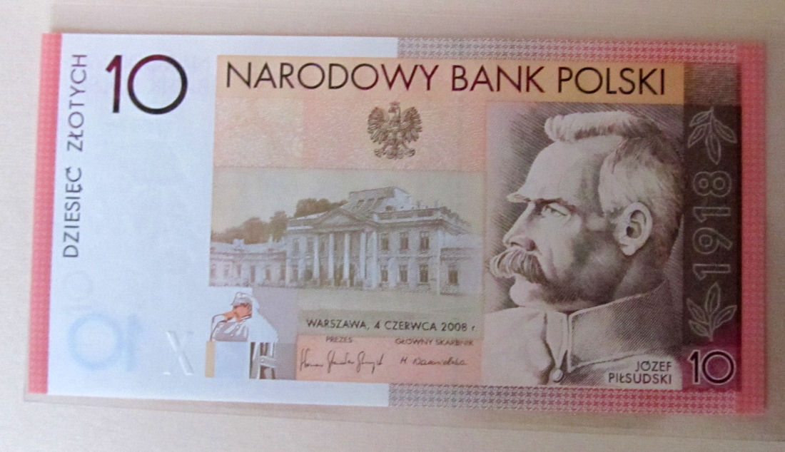 10 złotych 2008 J. PIŁSUDSKI UNC banknot kolekcjonerski 