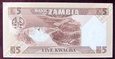 J052 ZAMBIA 5 kwacha 1980-88 UNC