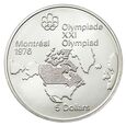 KANADA 5 DOLARÓW 1973 OLIMPIADA MONTREAL - MAPA AMERYKI