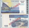 MADAGASKAR, 5000 ARIARY 2007, SPECIMEN, Pick 94s 
