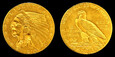 USA, 2 1/2 Dolara 1910, Głowa Indianina, Au 0,900