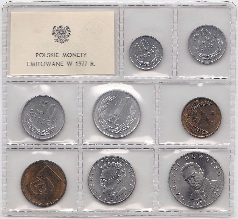 Polska, zestaw or 10, 20, 50 Gr 1, 2, 5, 10 zł, 20 zł 1977