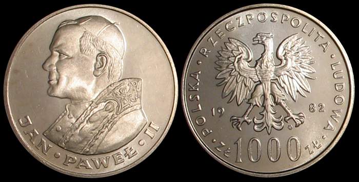 Polska, 1000 Złotych 1982, Jan Paweł II