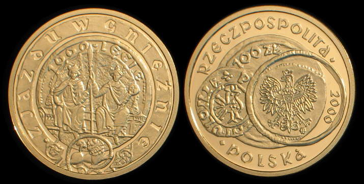 Polska, 100 Złotych 2000, 1000 Lat Zjazdu w Gnieźnie, Au 0,900 