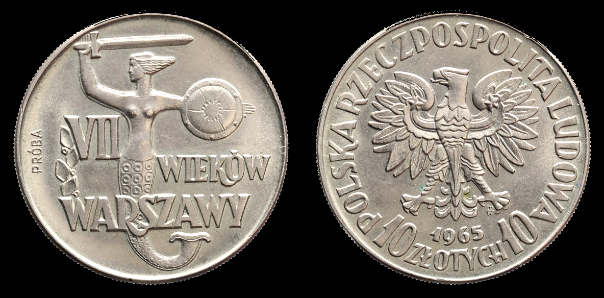 Polska, 10 Złotych 1965, VII wieków Warszawy, PRÓBA