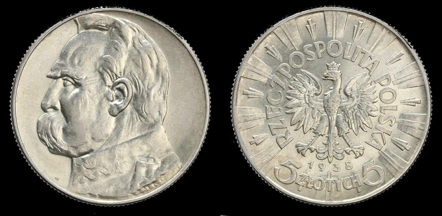 Polska, 5 Złotych 1938, J. Piłsudski