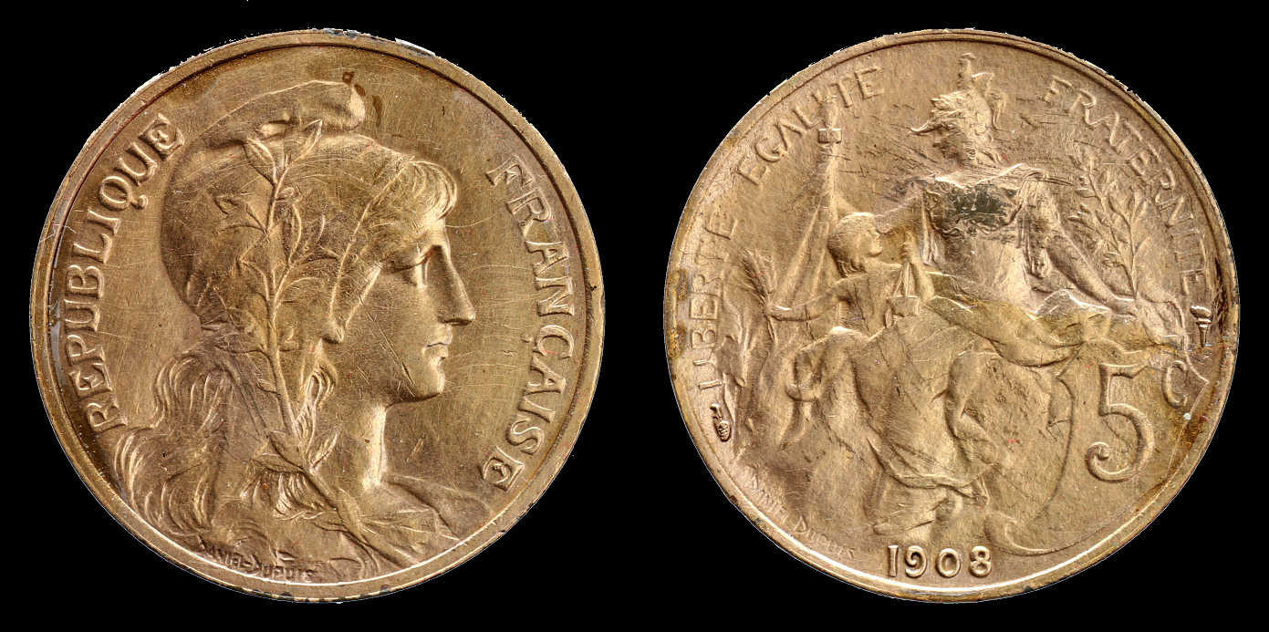 Francja, 5 Centimes 1908
