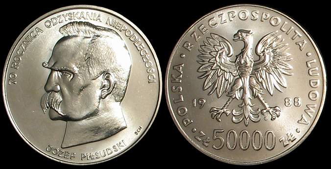 Polska, 50.000 Złotych 1988, Józef Piłsudski