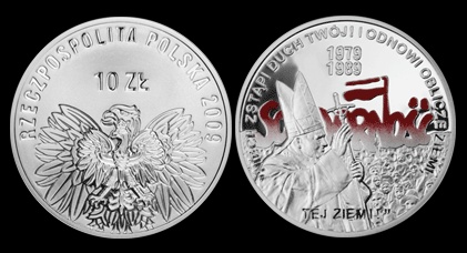 Polska, 10 Złotych 2009, Solidarność, Jan Paweł II