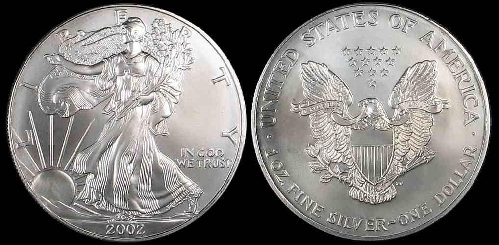 USA, 1 Dollar 2002 , Orzeł, Ag 0,999, 1 Uncja