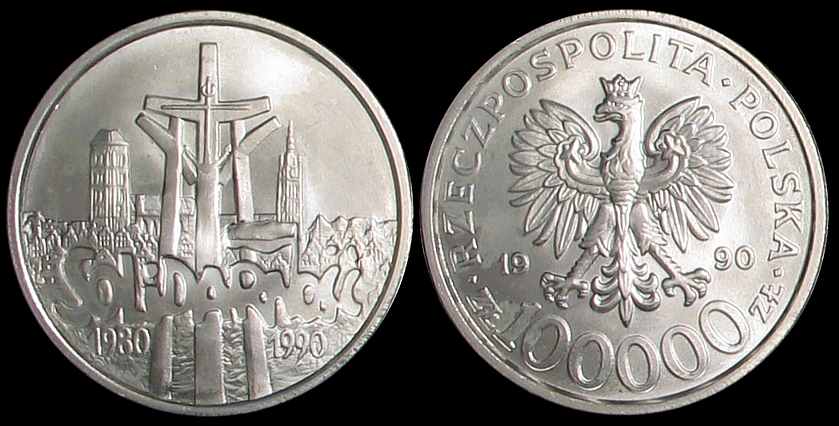 Polska, 100.000 zł 1990, Solidarność, wersja B