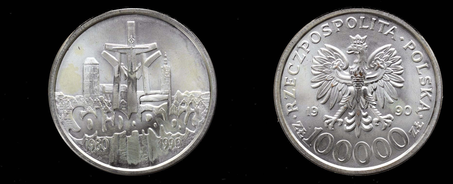 Polska, 100.000 zł 1990, Solidarność, wersja B