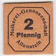 OLSZTYN - ALLENSTEIN 2 FENIGI b.r., Molkerei Genossenschaft