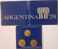 ARGENTYNA MUNDIAL '78 - SET 3 MONET : 20, 50 i 100 PESOS 1977 ROK 