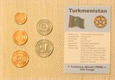 TURKMENISTAN - 5 SZTUK, SET, ZESTAW - MONETY MENNICZE W BLISTERZE