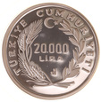 Turcja, 20 000 Lira 1990 Mundial Piłka Nożna Ag