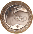 Hiszpania, 2000 Pesetas 1991 Olimpiada Sport Znicz Olimpijski Ag 