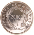 Turcja, 20 000 Lira 1990 Mundial Piłka Nożna Romulus Remus Ag
