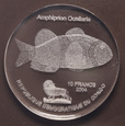 Kongo, 10 Francs 2004 Ryba Amfiprion plamisty Zwierzęta Akryl