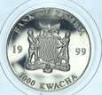 Zambia, 1000 Kwacha 1999 Kolor Waluta Europejska