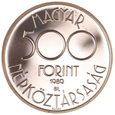 Węgry, 500 Forint 1989 Mundial Piłka Nożna Ag