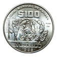 Meksyk, 100 Pesos 1985 Piłka Nożna Ag