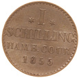 Niemcy. Hamburg, 1 Schilling 1855 Ag