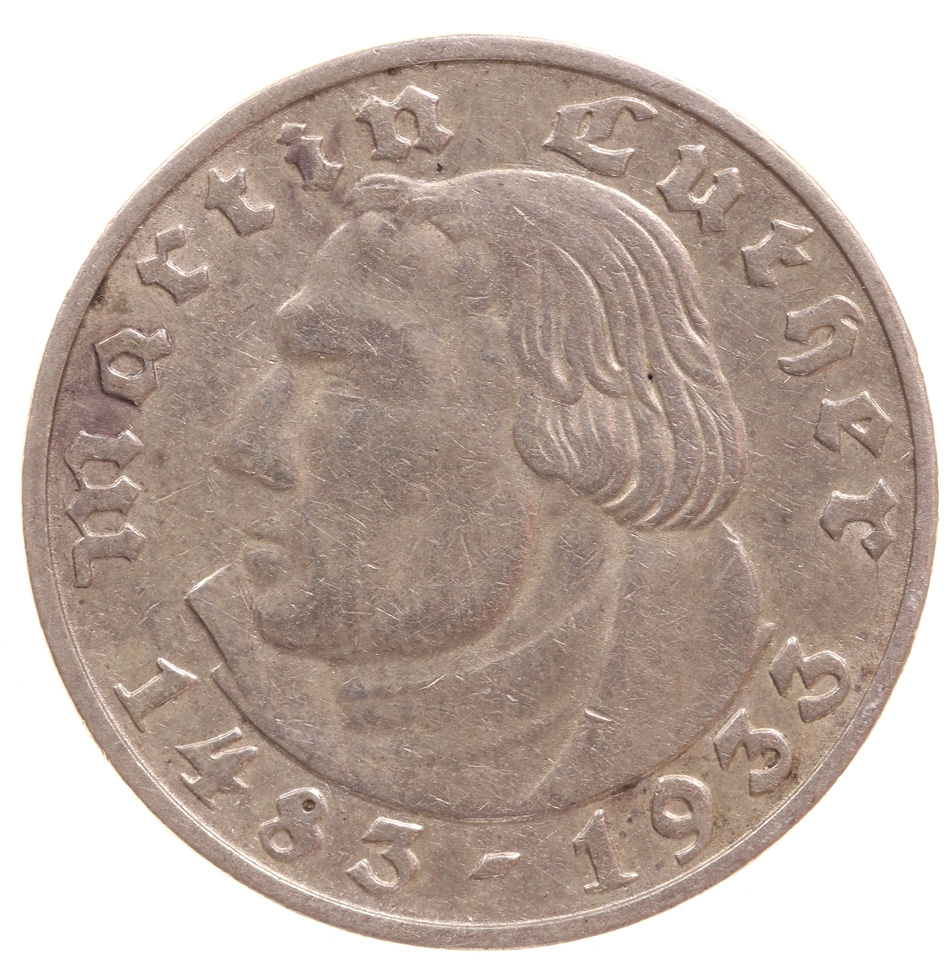 Niemcy. III Rzesza, 2 Reichsmark 1933 J Luther Ag