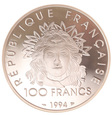 Francja, 100 Franków 1994 Rzut Oszczepem Sport Ag 1 Oz