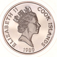 Cook Islands, 50 Dollars 1989 Odkrycie Ameryki Żaglowiec Ag