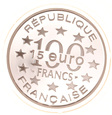 Francja, 100 Franków / 15 Euro 1996 Katedra Ag