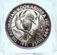 Australia, 1 Dolar 1991 Kookaburra 1 Oz Ag 999