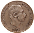 Filipiny, 50 Centymów 1885 Alfons XII Ag