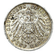 Niemcy. Kaiserreich, Wuerttemberg, 5 Marek 1908 Ag