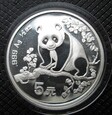 Chiny 5 YUAN 1993 Panda 1/2 uncji Ag 999