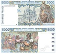 Kraje Afryki Zachodniej, 5000 Francs VF-XF