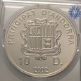 215. Moneta srebrna -  Andora 10 dinerów 2002 /Ag 0.925/ 31,47 g