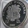 217. Moneta srebrna -  Andora 10 dinerów 2002 /Ag 0.925/ 31,47 g