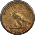 USA, 10 Dolarów Indian Head 1910 D rok,  AU 50 PCGS