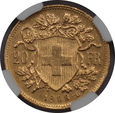 Szwajcaria, 20 Franków 1908 B, NGC, /K6/