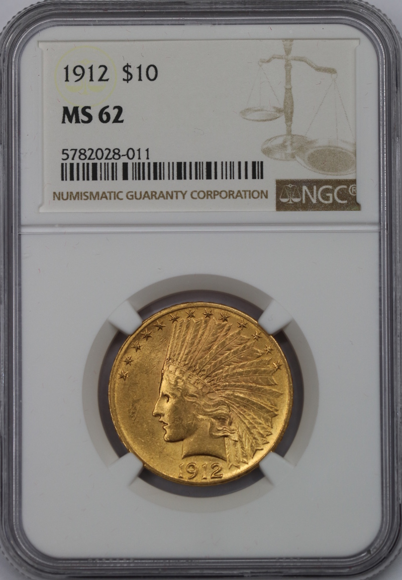 USA, 10 Dolarów Indian Head 1912 rok, NGC MS 62, /K1/