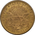 USA, 20 Dolarów Liberty Head 1877 S rok, PCGS AU 55 