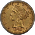 USA, 5 Dolarów Liberty Head 1880 rok, MS 61 PCGS