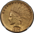 USA, 10 Dolarów Indian Head 1914 S rok, NGC AU 58 