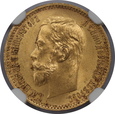 Rosja, Mikołaj II, 5 Rubli 1902 AP rok, NGC MS 64