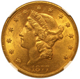 USA 20 Dolarów 1877 S  Rok NGC AU 58              (F)
