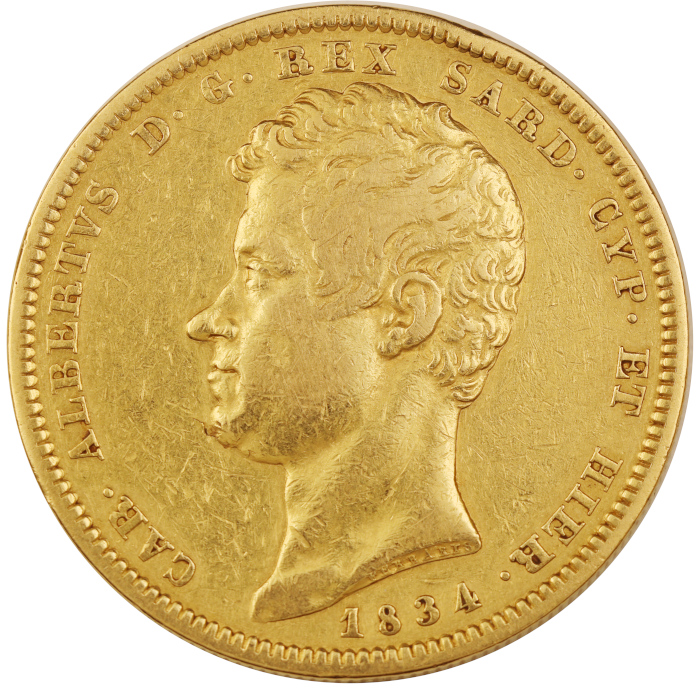 Włochy 100 Lirów 1834 rok Sardynia, Turyn/F/